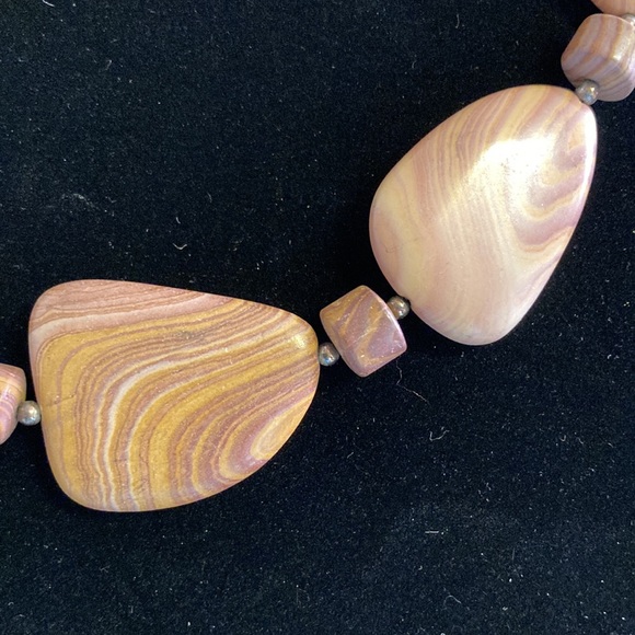 Sterling silver 925 marbled stone statement necklace - Picture 2 of 6